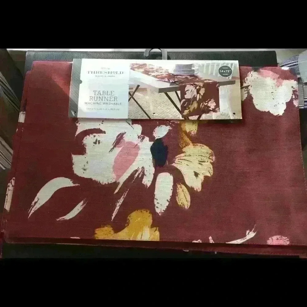 Threshold 14 x 72 Table Runner Floral Motif Rust - Picture 2 of 6